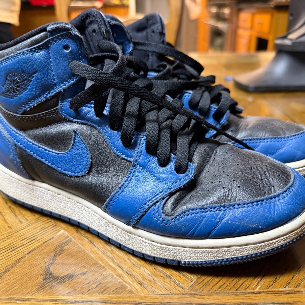 Nike Air Jordan 1 High Blue and Black Leather Sneakers